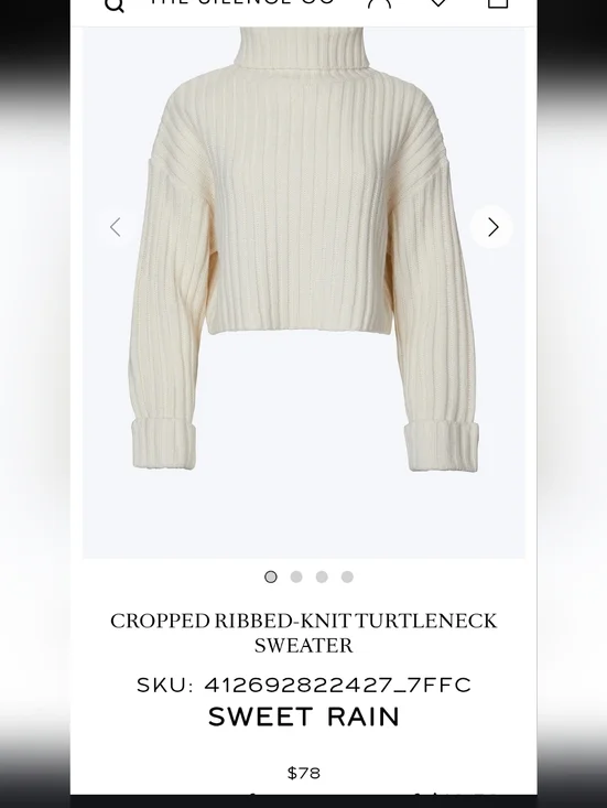 Sweet Rain Ribbed Cropped Turtleneck Sweater - Cream - Picture 4 of 4